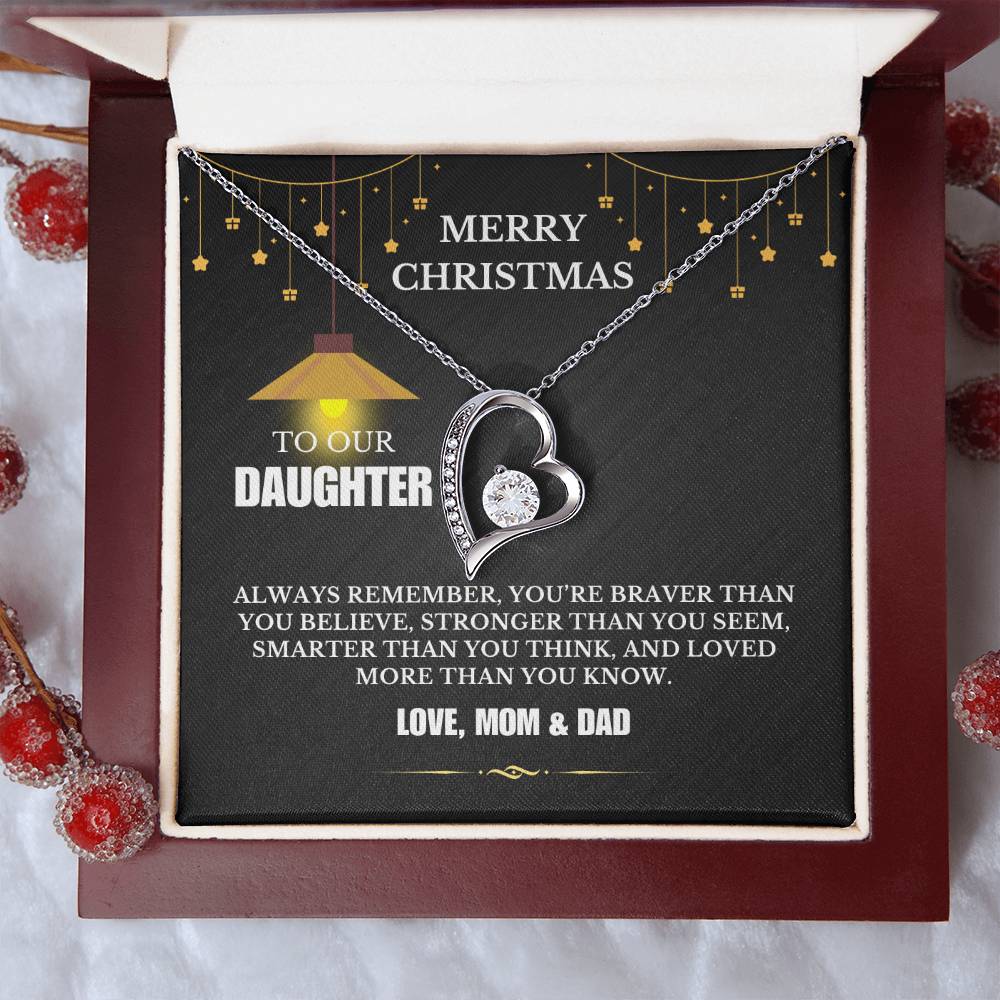 Christmas Gifts, To Daughter, Forever Love Necklace, You Are Braver Than You Believe, Stronger Than You Seem