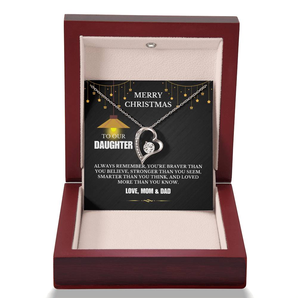 Christmas Gifts, To Daughter, Forever Love Necklace, You Are Braver Than You Believe, Stronger Than You Seem