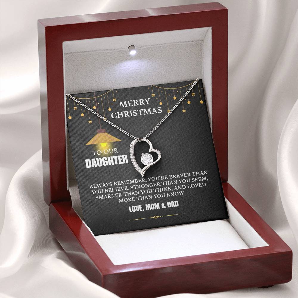 Christmas Gifts, To Daughter, Forever Love Necklace, You Are Braver Than You Believe, Stronger Than You Seem
