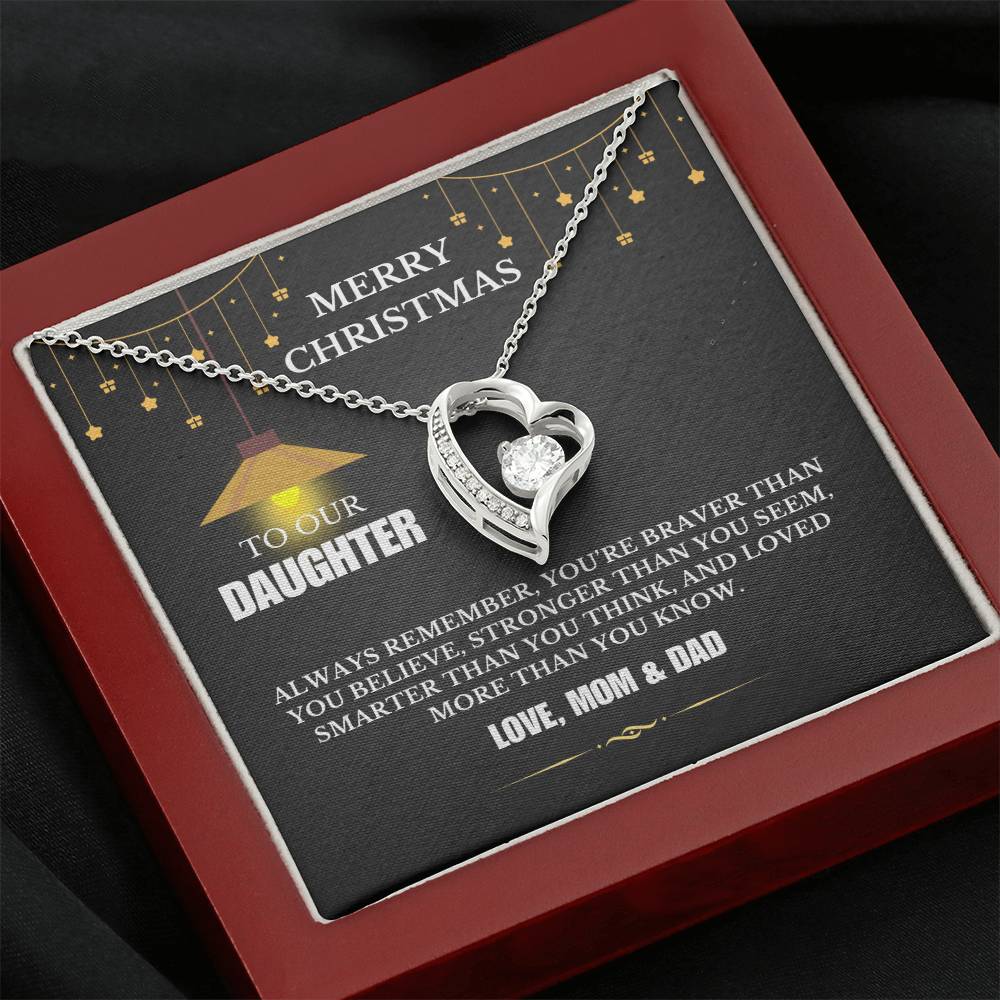 Christmas Gifts, To Daughter, Forever Love Necklace, You Are Braver Than You Believe, Stronger Than You Seem