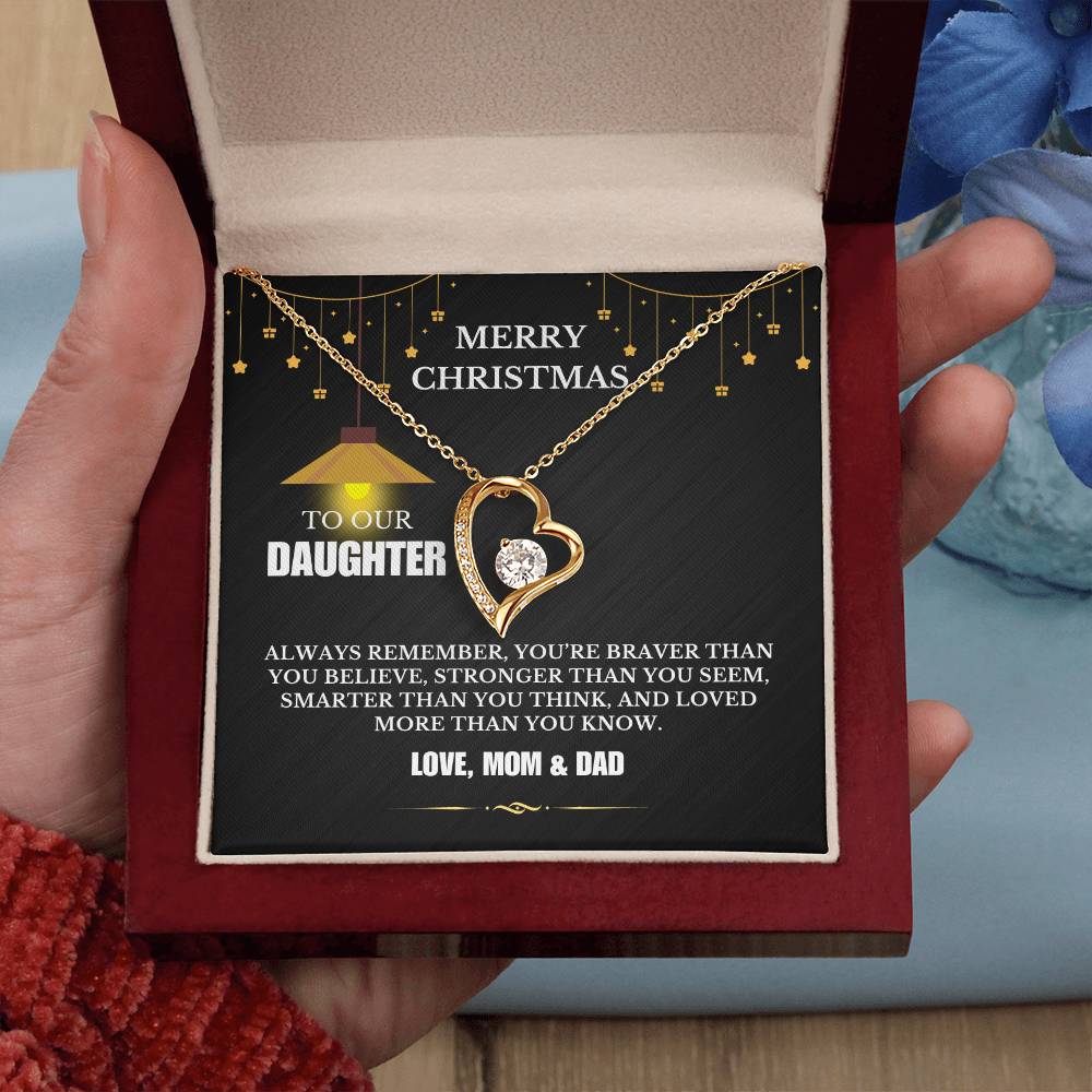 Christmas Gifts, To Daughter, Forever Love Necklace, You Are Braver Than You Believe, Stronger Than You Seem