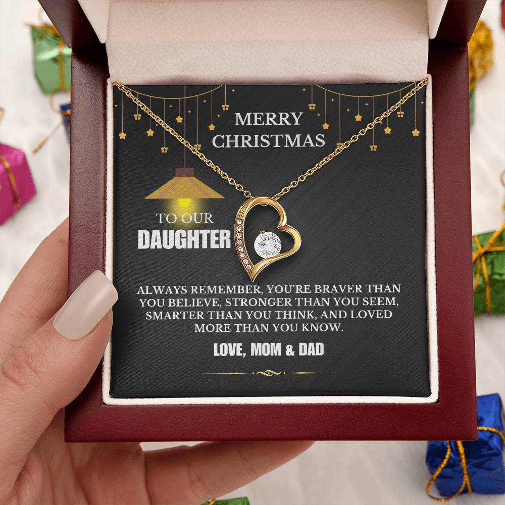 Christmas Gifts, To Daughter, Forever Love Necklace, You Are Braver Than You Believe, Stronger Than You Seem