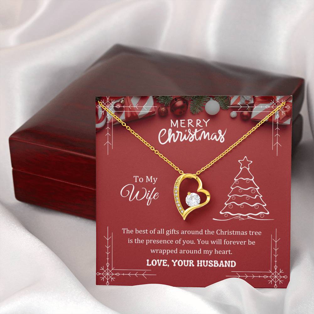 The best of all gifts around the Christmas tree is the presence of you, Forever Love Necklace
