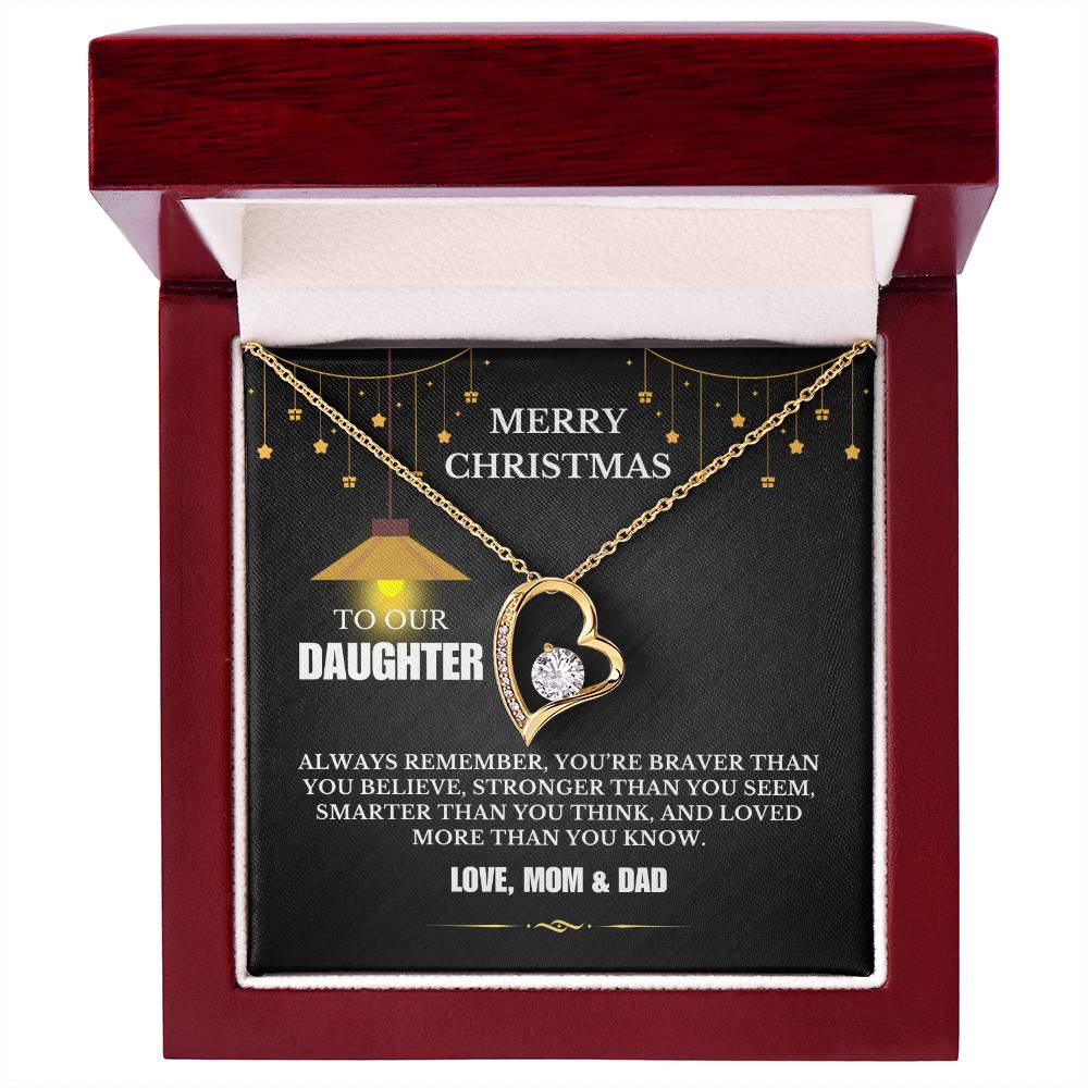 Christmas Gifts, To Daughter, Forever Love Necklace, You Are Braver Than You Believe, Stronger Than You Seem