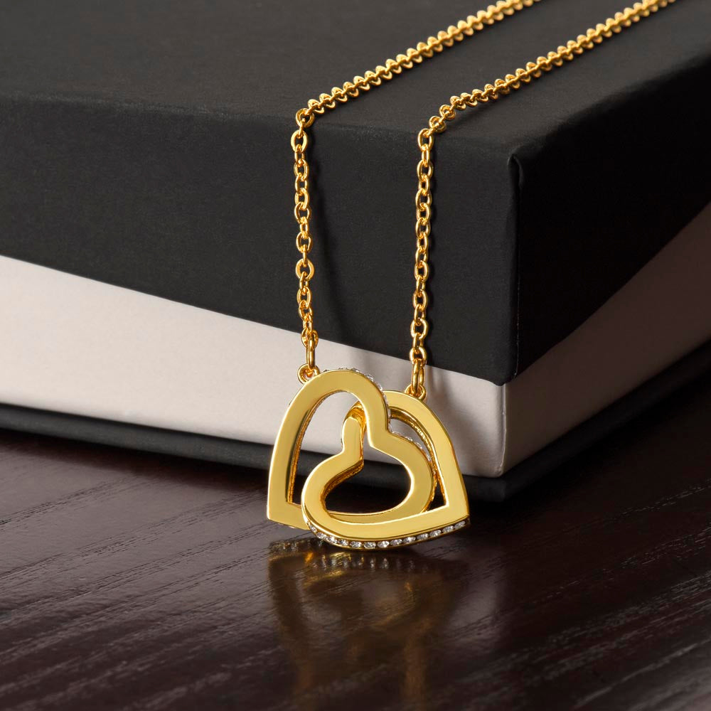 CHRISTMAS 001- TO WIFE FROM HUSBAND - INTERLOCKING HEARTS NECKLACE