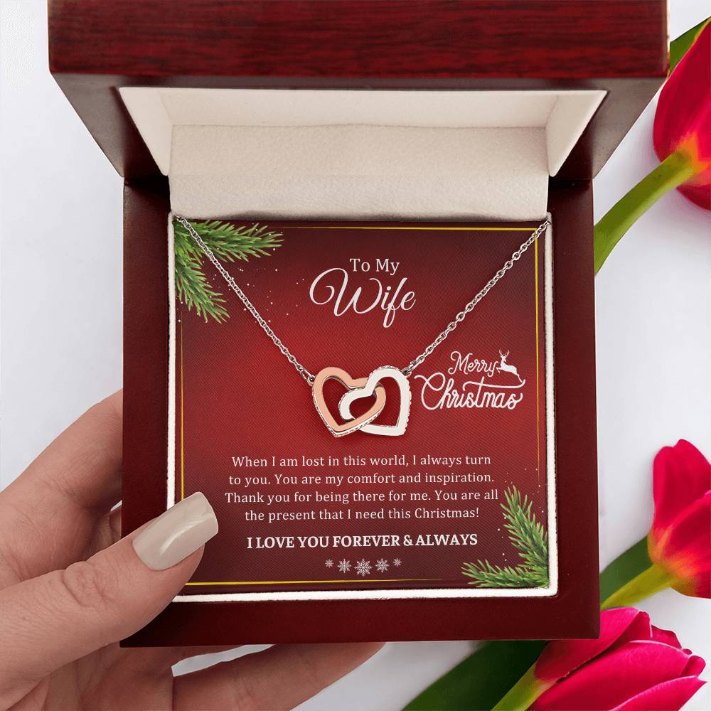 CHRISTMAS 002 - TO WIFE FROM HUSBAND - INTERLOCKING HEARTS NECKLACE