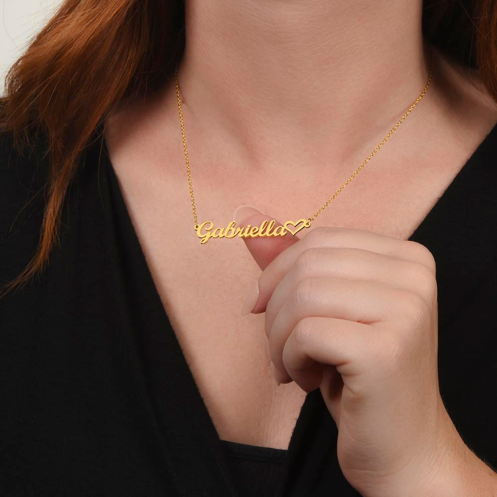 002 - TO DAUGHTER FROM MOM - NAME NECKLACE AND HEART CHARACTER