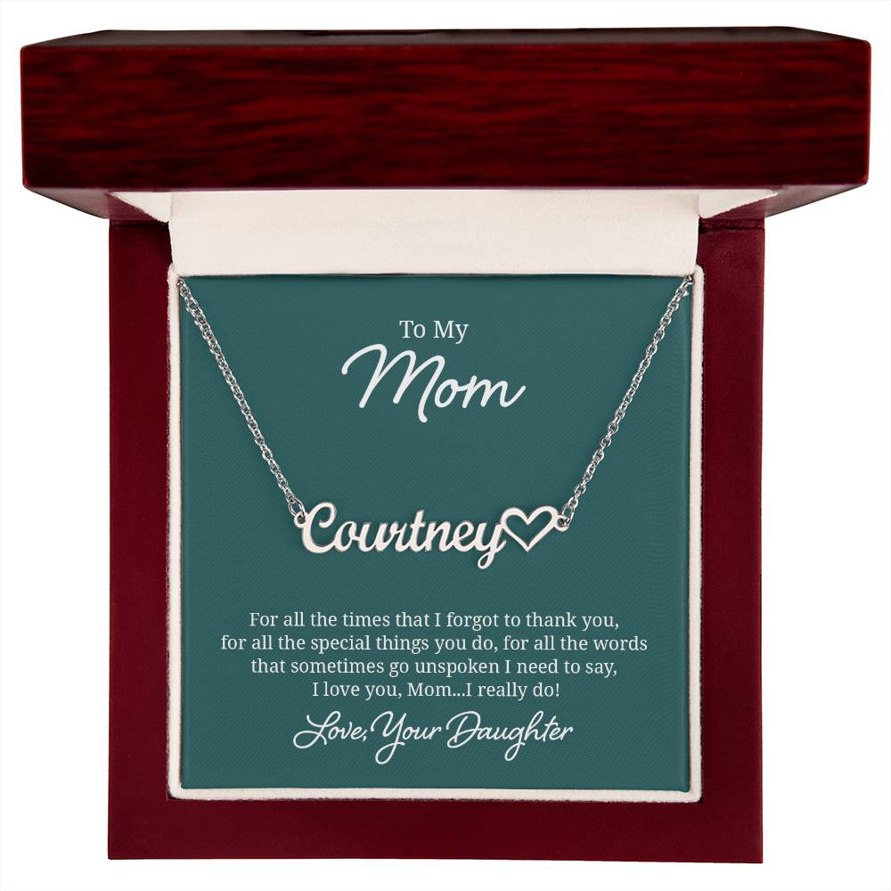 018 - TO MOM FROM DAUGHTER - NAME NECKLACE AND HEART CHARACTER