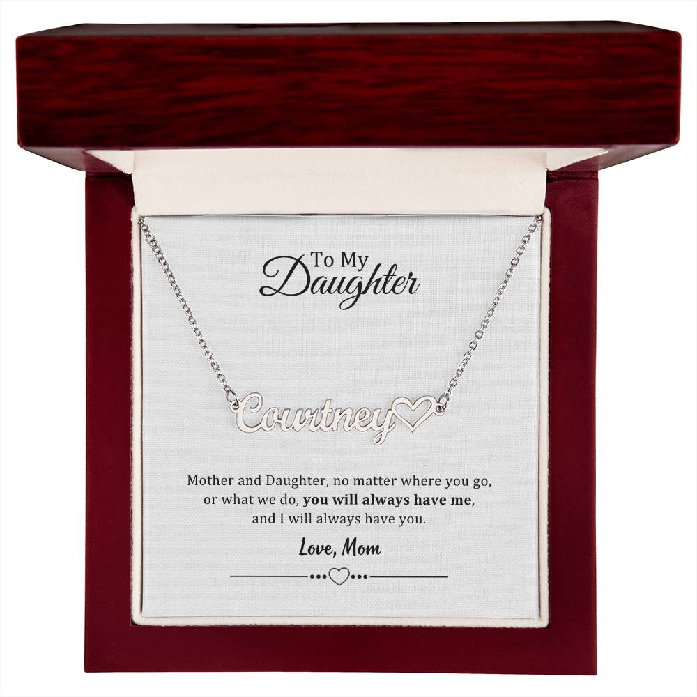 002 - TO DAUGHTER FROM MOM - NAME NECKLACE AND HEART CHARACTER
