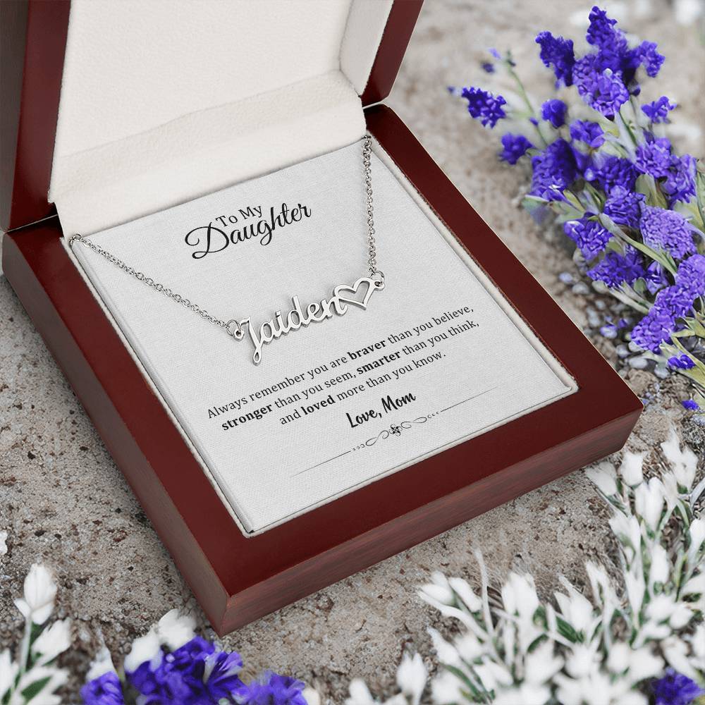 004 - TO DAUGHTER FROM MOM - NAME NECKLACE AND HEART CHARACTER