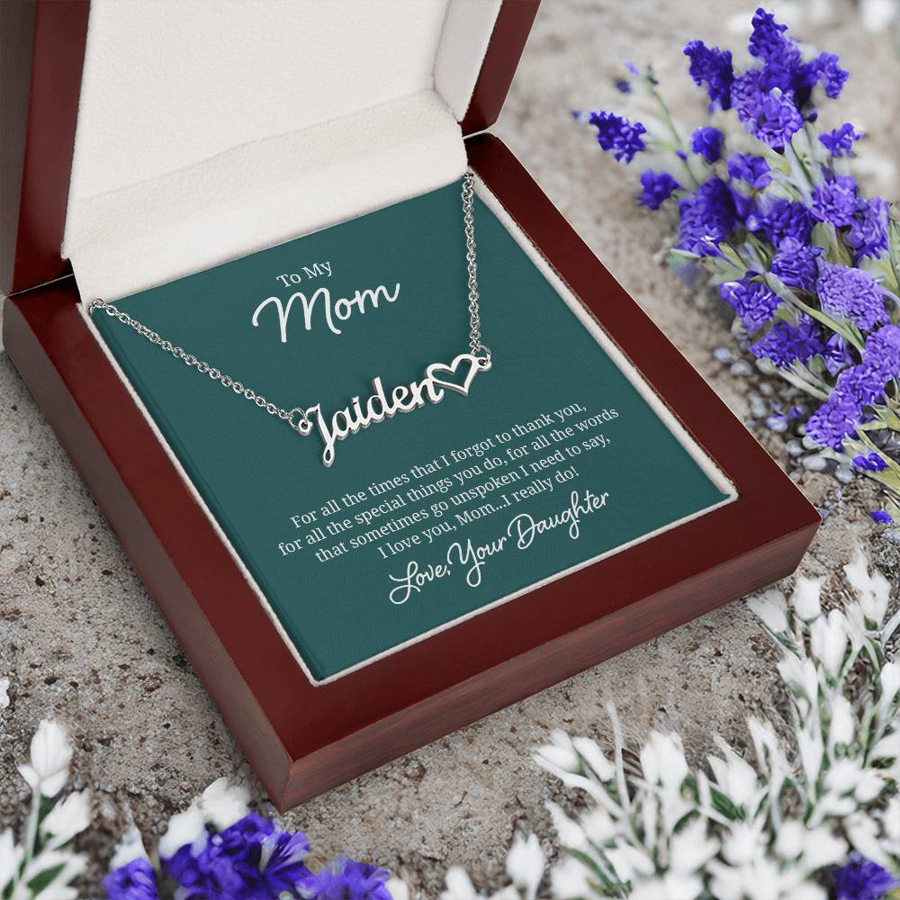 018 - TO MOM FROM DAUGHTER - NAME NECKLACE AND HEART CHARACTER