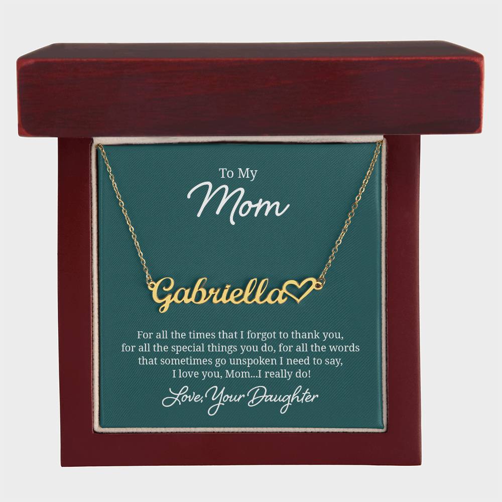 018 - TO MOM FROM DAUGHTER - NAME NECKLACE AND HEART CHARACTER