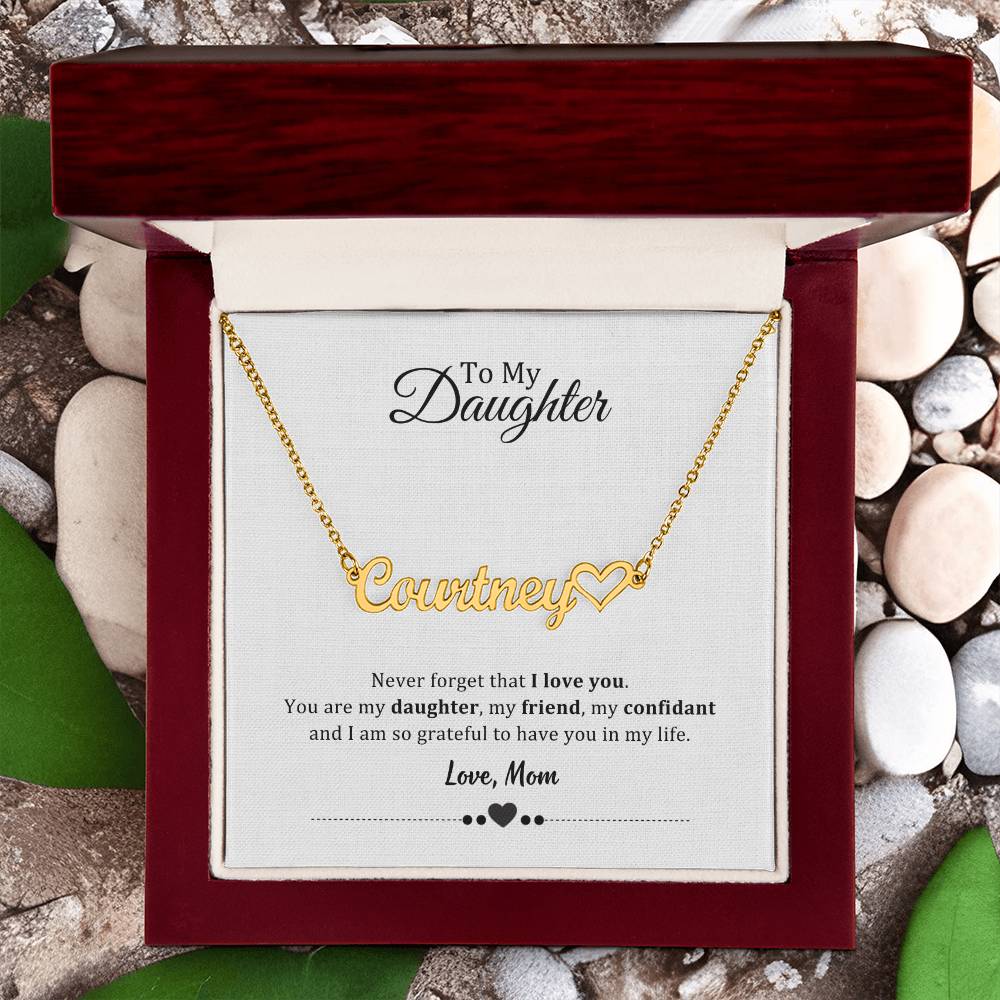 003 - TO DAUGHTER FROM MOM - NAME NECKLACE AND HEART CHARACTER