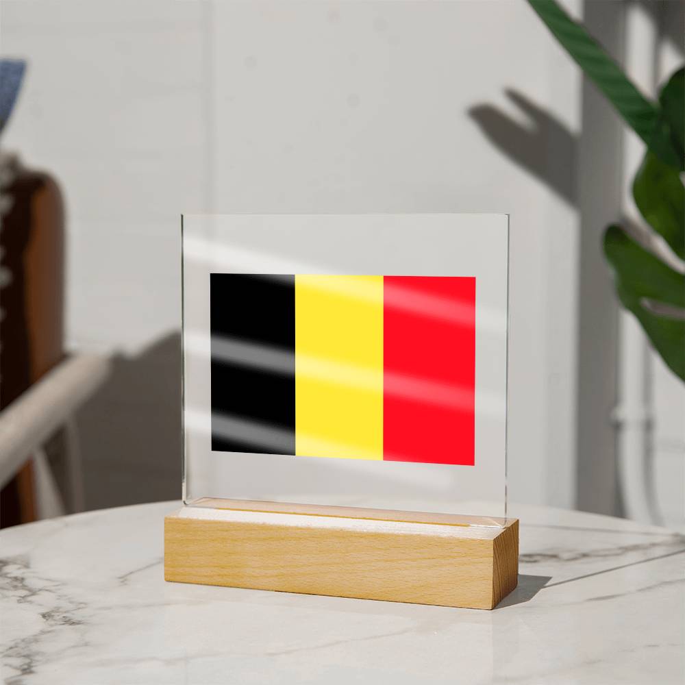FLAG OF BELGIUM - SQUARE ACRYLIC PLAQUE