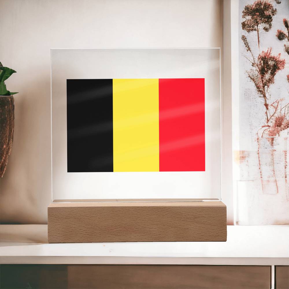 FLAG OF BELGIUM - SQUARE ACRYLIC PLAQUE