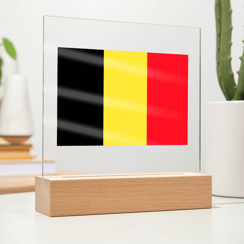 FLAG OF BELGIUM - SQUARE ACRYLIC PLAQUE