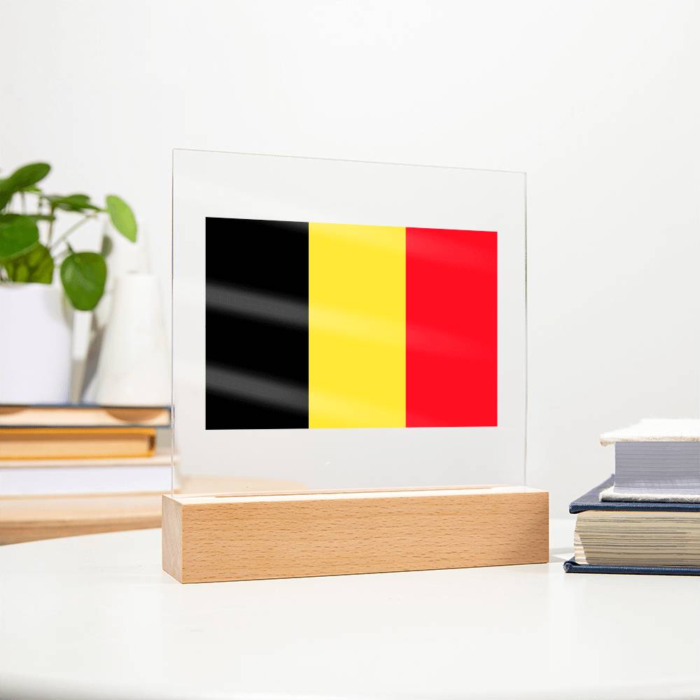 FLAG OF BELGIUM - SQUARE ACRYLIC PLAQUE
