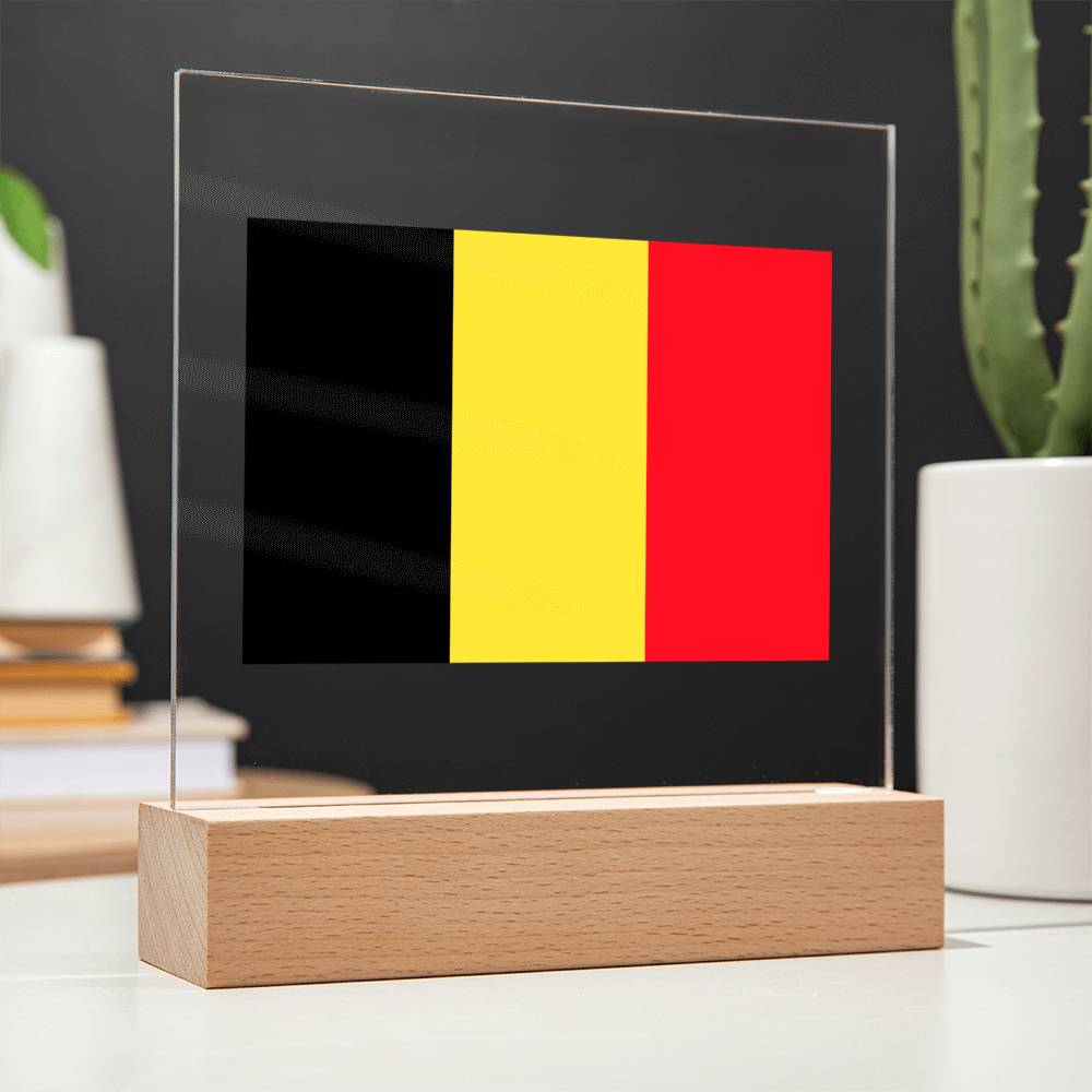 FLAG OF BELGIUM - SQUARE ACRYLIC PLAQUE