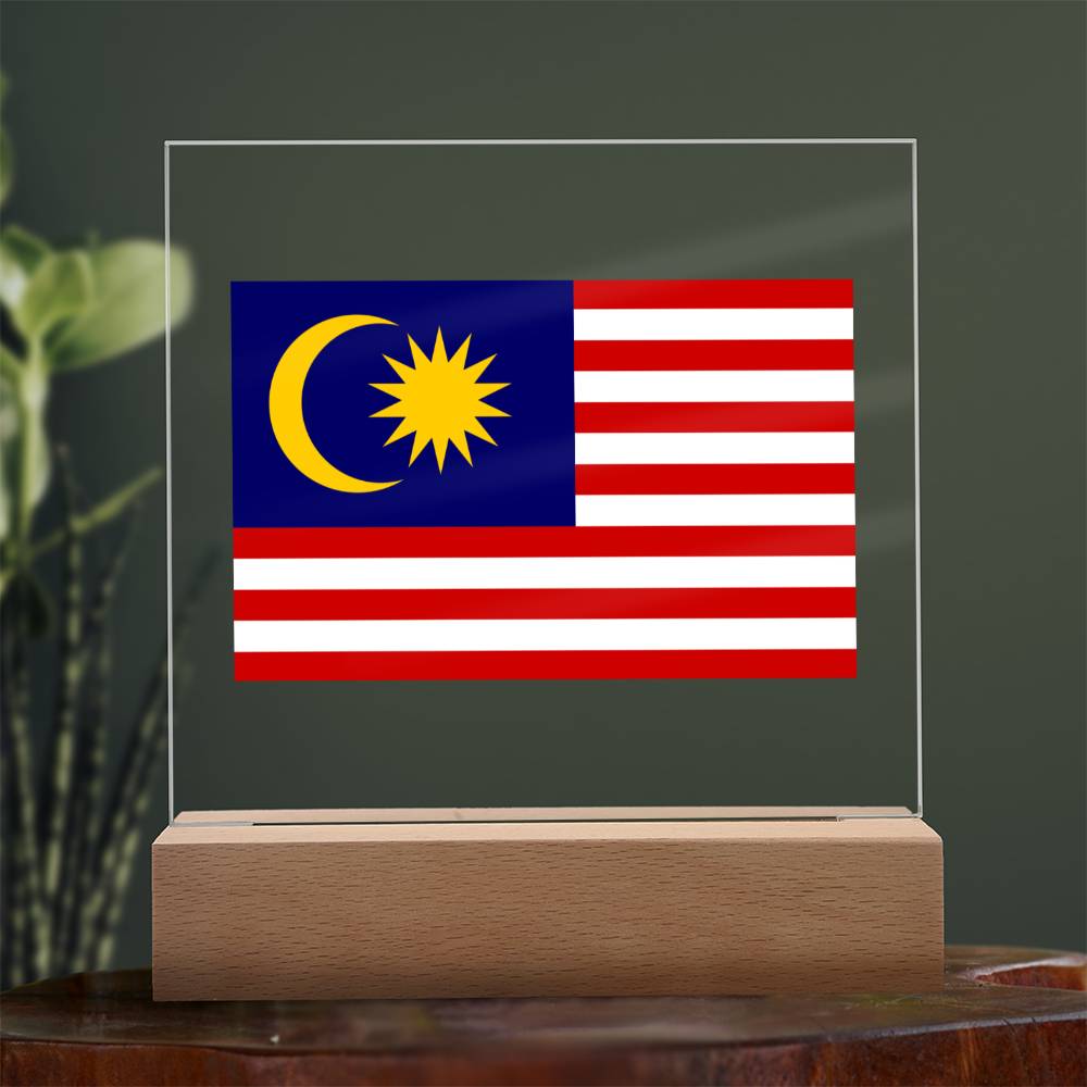 FLAG OF MALAYSIA - SQUARE ACRYLIC PLAQUE