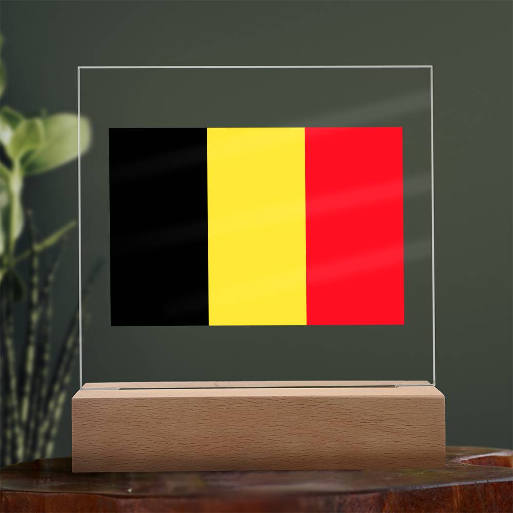 FLAG OF BELGIUM - SQUARE ACRYLIC PLAQUE