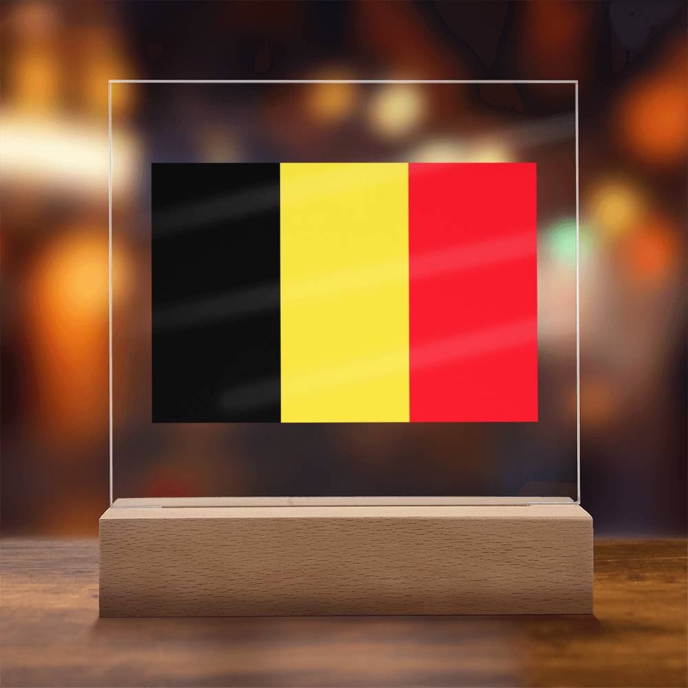 FLAG OF BELGIUM - SQUARE ACRYLIC PLAQUE