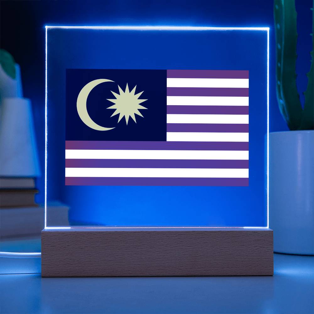 FLAG OF MALAYSIA - SQUARE ACRYLIC PLAQUE