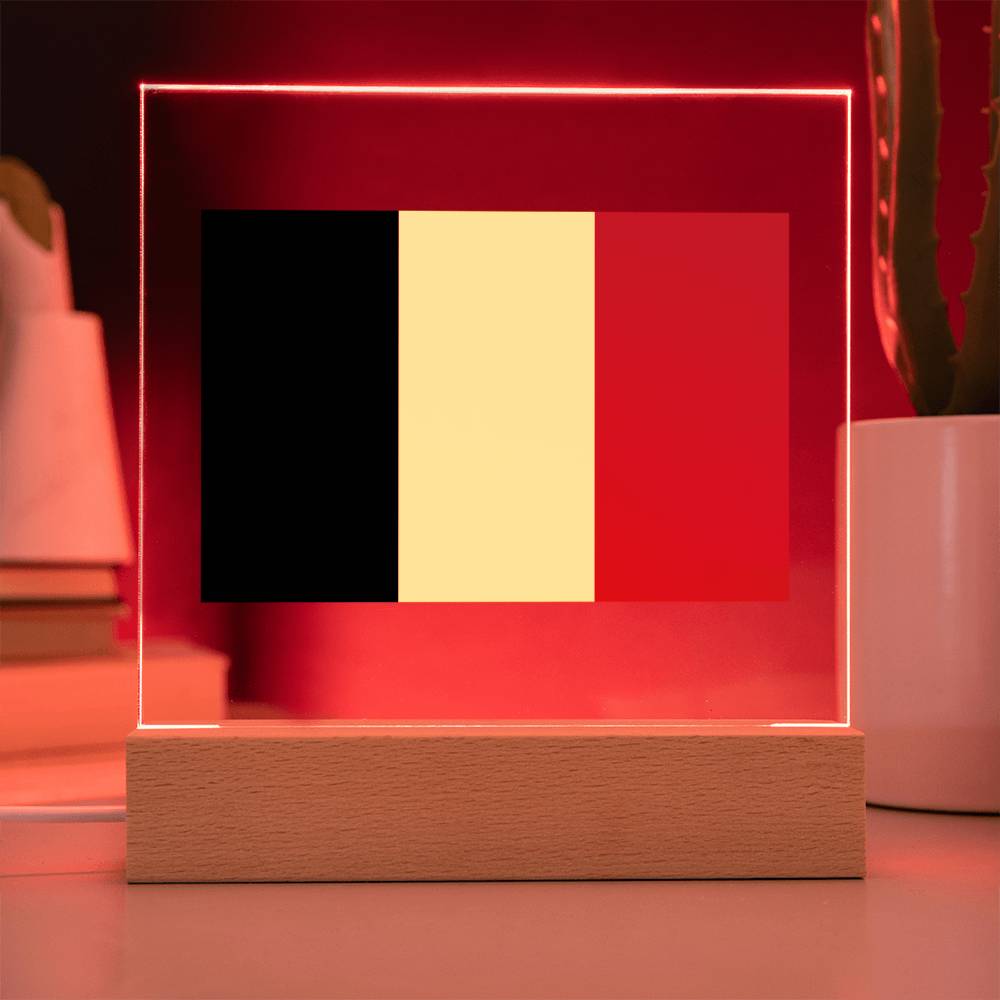 FLAG OF BELGIUM - SQUARE ACRYLIC PLAQUE