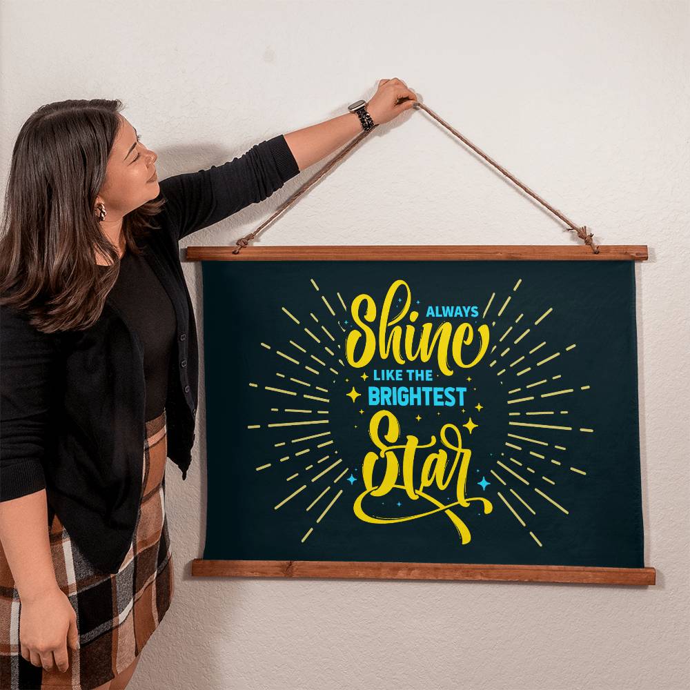 Wood Framed Wall Tapestry Landscape, Always Shine Like The Brightest Star