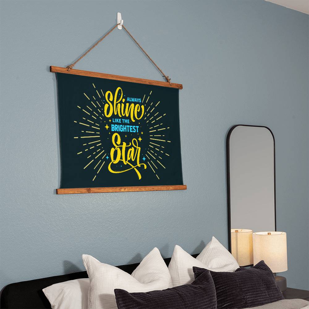 Wood Framed Wall Tapestry Landscape, Always Shine Like The Brightest Star