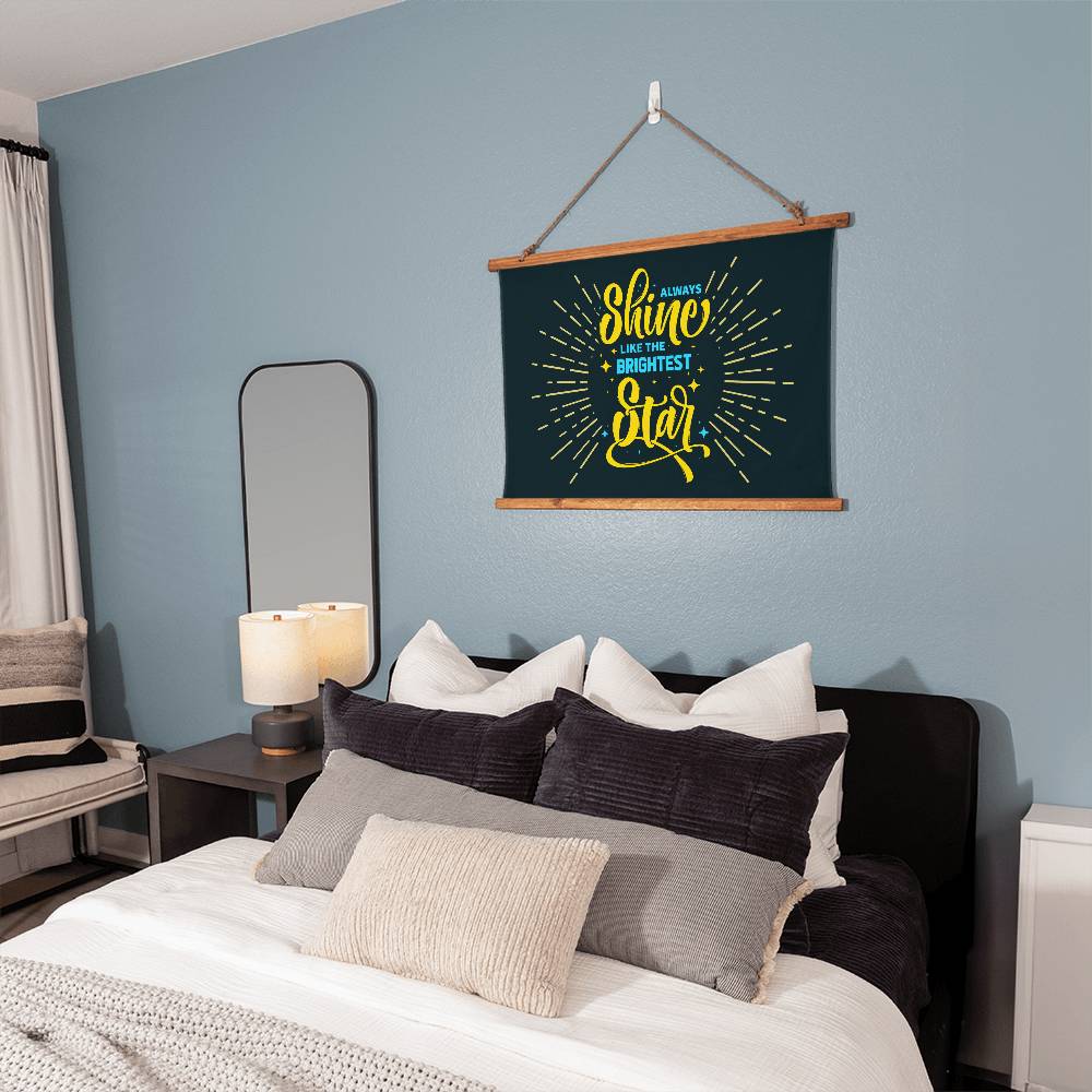 Wood Framed Wall Tapestry Landscape, Always Shine Like The Brightest Star