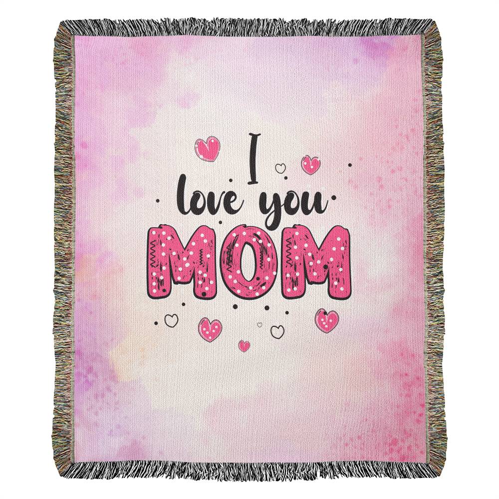Heirloom Woven Blanket Portrait, I Love You, Mom