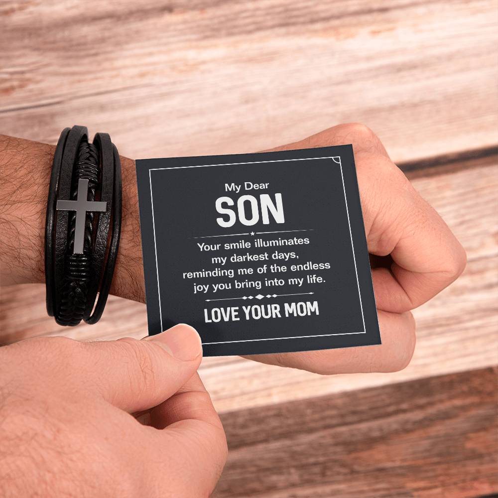 007 - TO SON FROM MOM - MEN'S CROSS BRACELET