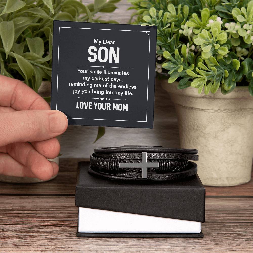 007 - TO SON FROM MOM - MEN'S CROSS BRACELET
