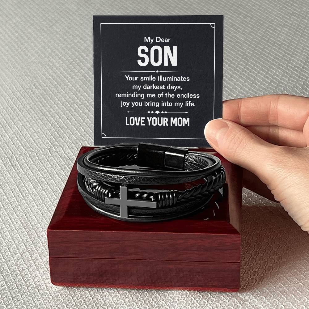 007 - TO SON FROM MOM - MEN'S CROSS BRACELET