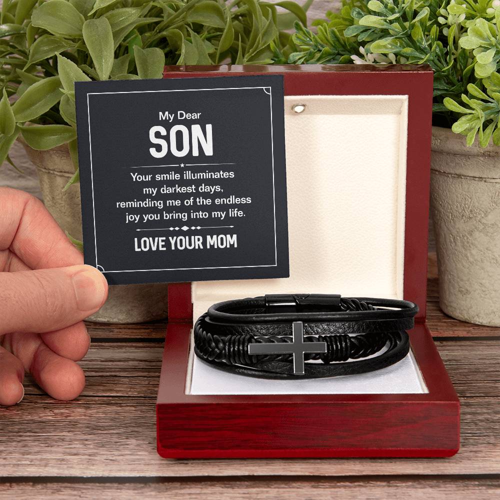 007 - TO SON FROM MOM - MEN'S CROSS BRACELET