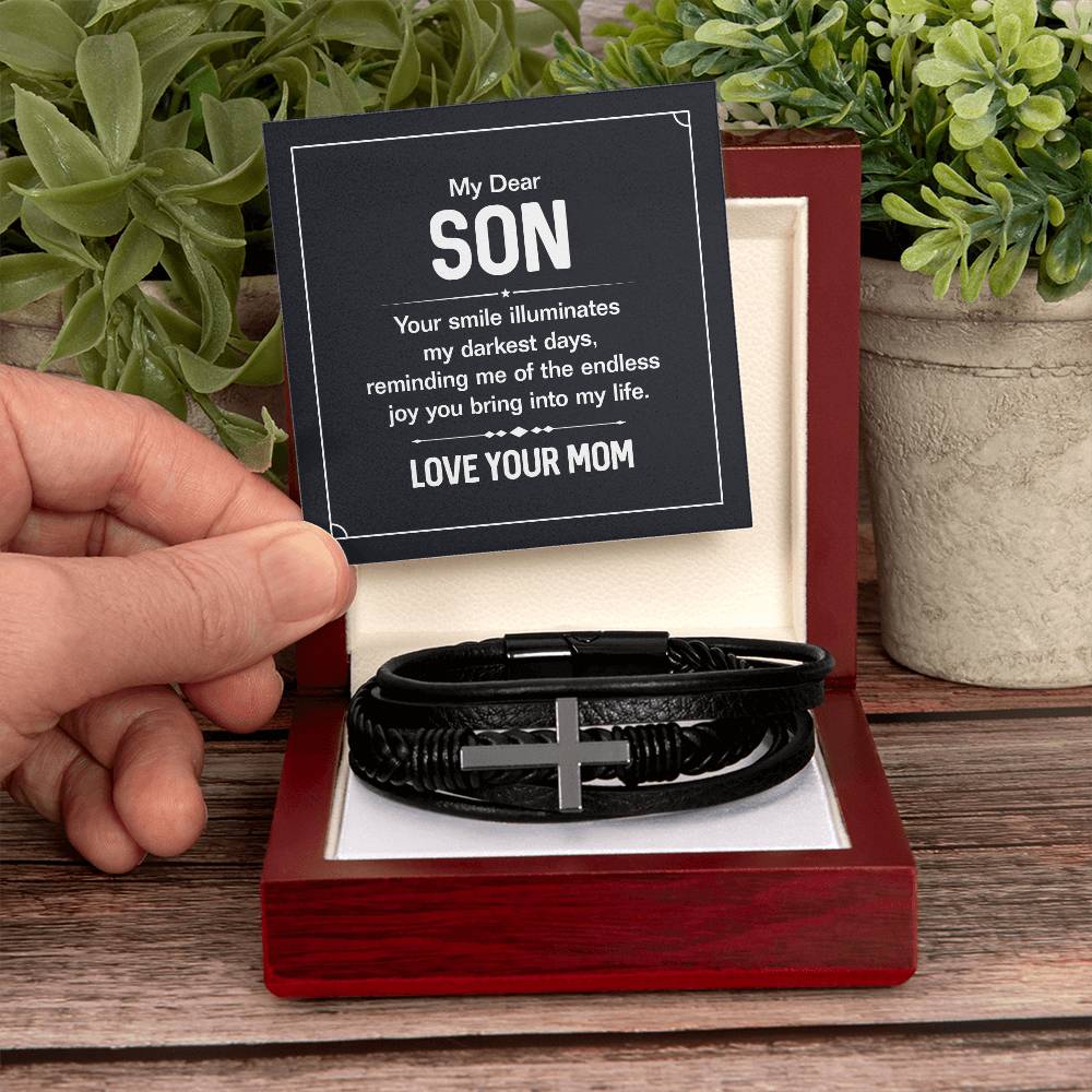 007 - TO SON FROM MOM - MEN'S CROSS BRACELET
