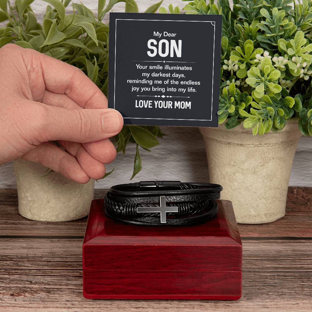 007 - TO SON FROM MOM - MEN'S CROSS BRACELET