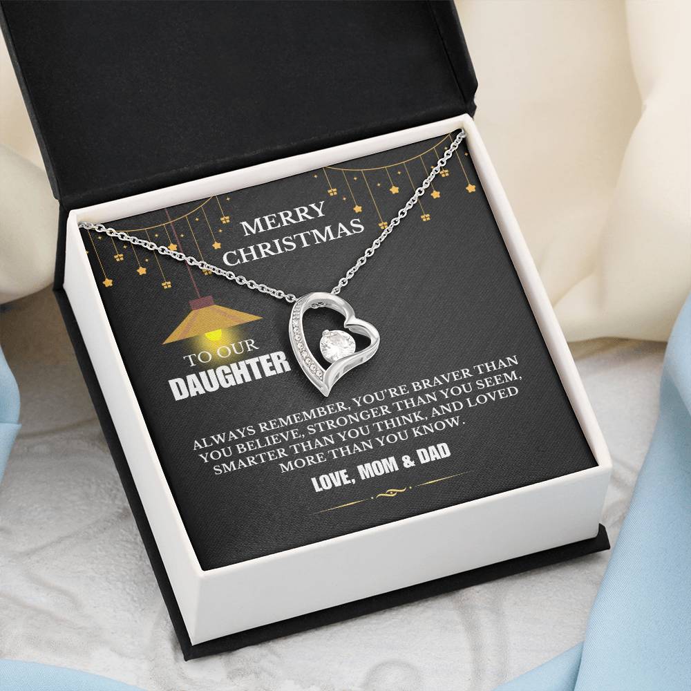 Christmas Gifts, To Daughter, Forever Love Necklace, You Are Braver Than You Believe, Stronger Than You Seem