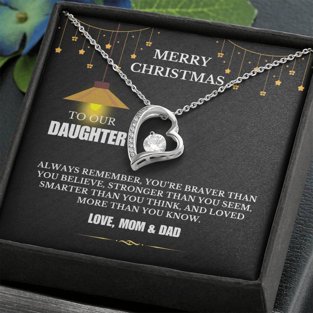 Christmas Gifts, To Daughter, Forever Love Necklace, You Are Braver Than You Believe, Stronger Than You Seem