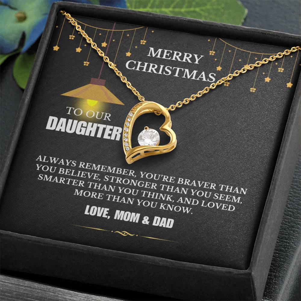 Christmas Gifts, To Daughter, Forever Love Necklace, You Are Braver Than You Believe, Stronger Than You Seem