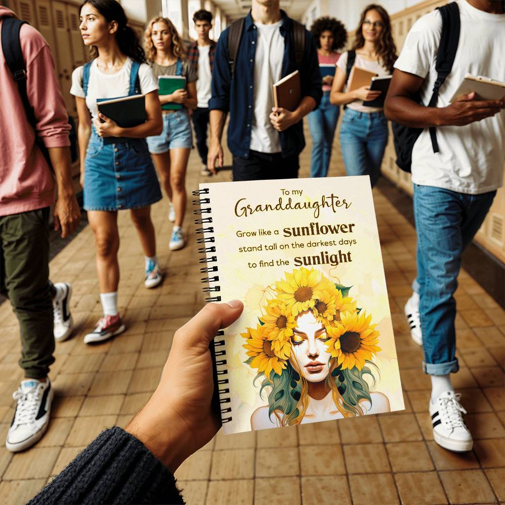 Spiral Notebook, To Granddaughter, Grow Like A Sunflower