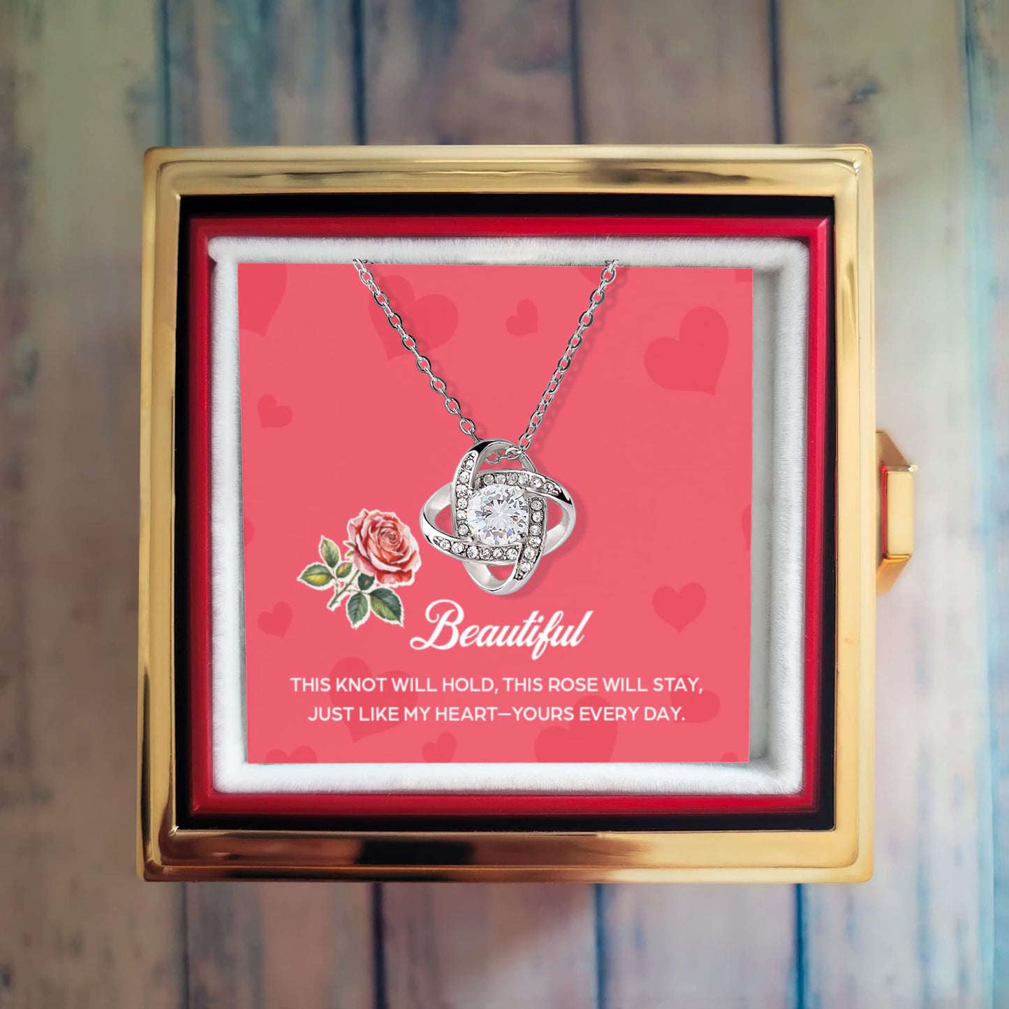 Love Knot, Rotating Rose Gift Box, To Wife, This Knot Will Hold, This Rose Will Stay