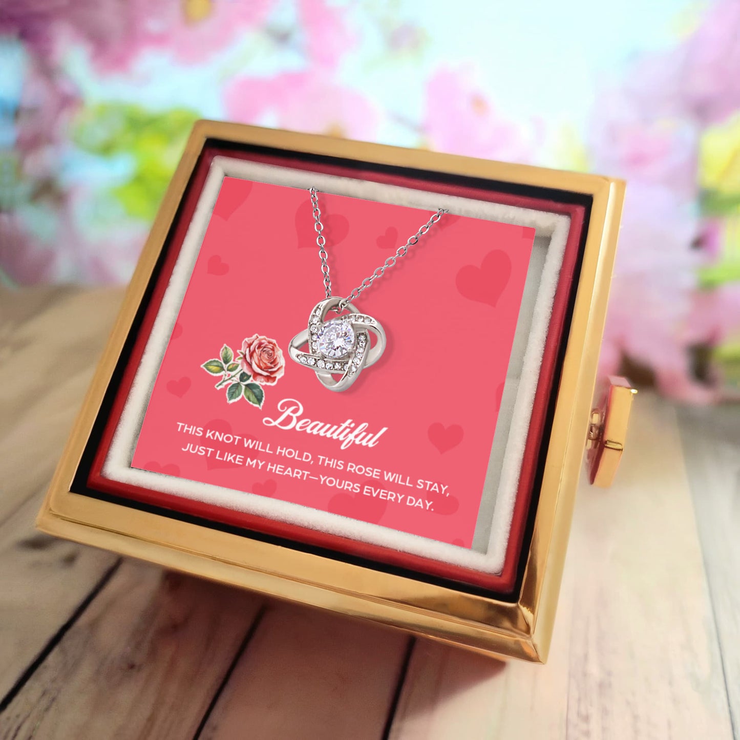 Love Knot, Rotating Rose Gift Box, To Wife, This Knot Will Hold, This Rose Will Stay