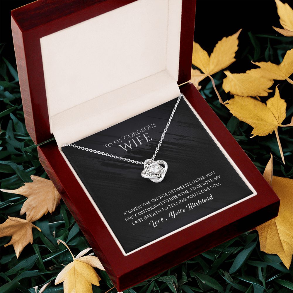 Love Knot Necklace, To Wife, I'd Devote My Last Breath To Telling You I Love You