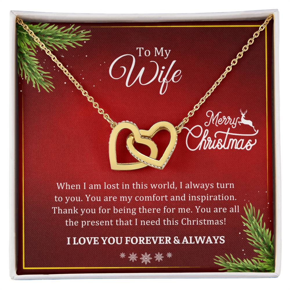 CHRISTMAS 002 - TO WIFE FROM HUSBAND - INTERLOCKING HEARTS NECKLACE