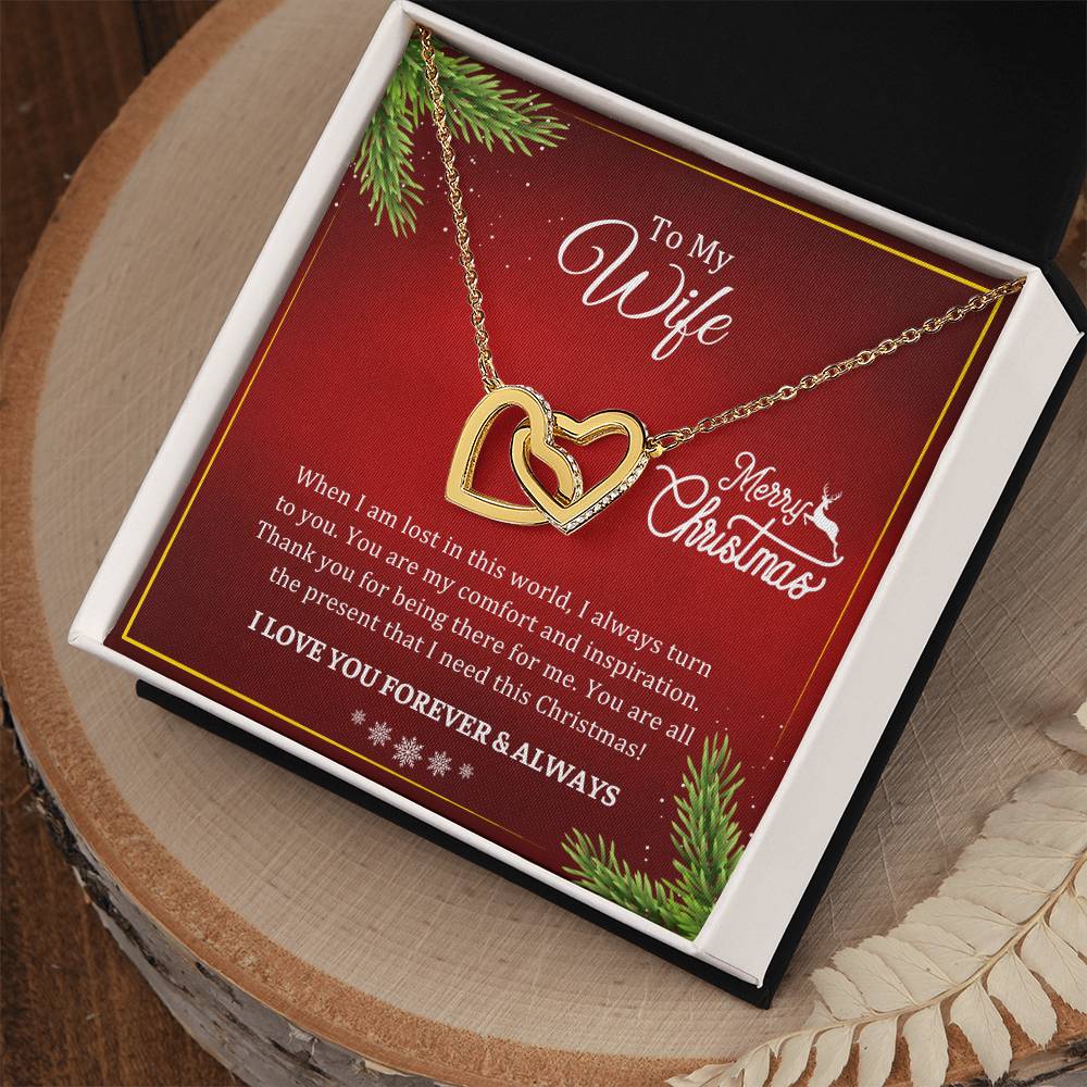 CHRISTMAS 002 - TO WIFE FROM HUSBAND - INTERLOCKING HEARTS NECKLACE