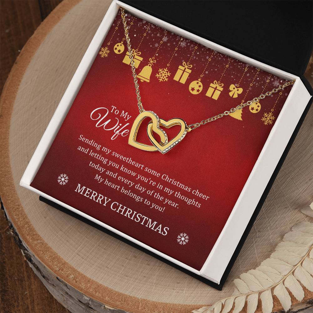 CHRISTMAS 001- TO WIFE FROM HUSBAND - INTERLOCKING HEARTS NECKLACE