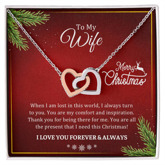 CHRISTMAS 002 - TO WIFE FROM HUSBAND - INTERLOCKING HEARTS NECKLACE