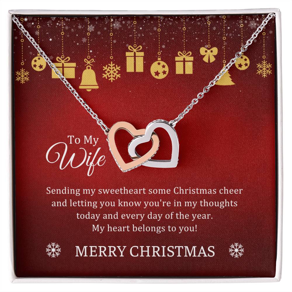 CHRISTMAS 001- TO WIFE FROM HUSBAND - INTERLOCKING HEARTS NECKLACE