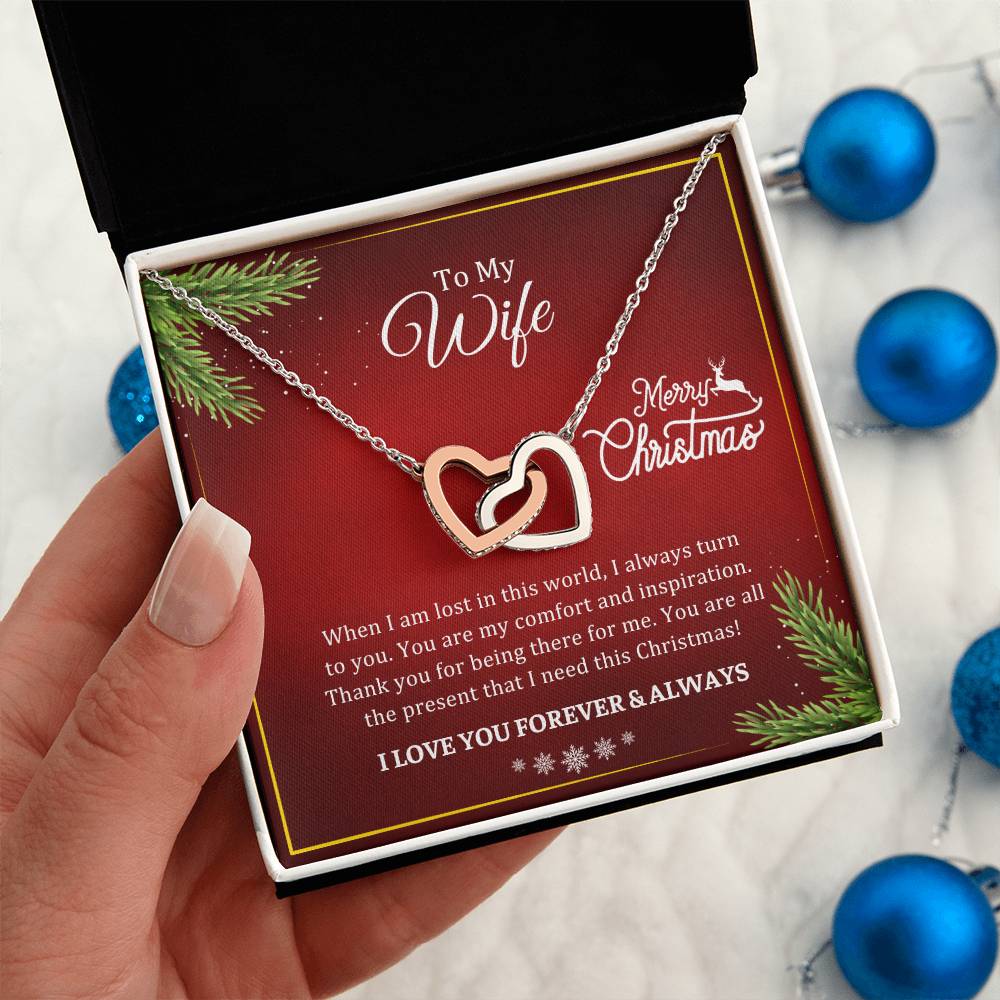 CHRISTMAS 002 - TO WIFE FROM HUSBAND - INTERLOCKING HEARTS NECKLACE